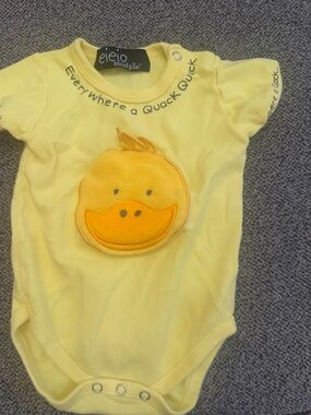 Mud Pie Yellow Duck Appliqué One-Piece Bodysuit